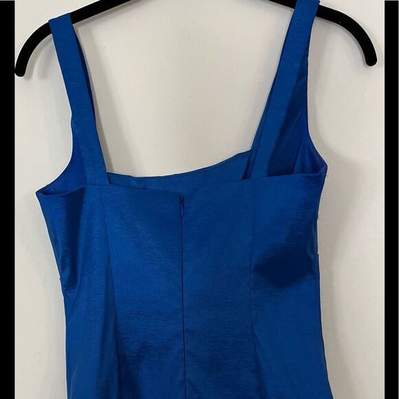 Calvin Klein blue summer dress, square neck cut, ruched, stretchy,flattering, 8 - Picture 8 of 12